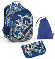 Školní batoh Topgal ELLY v sadě s penálem a modrým pytlíkem na přezůvky