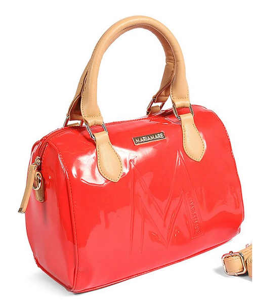 Červená dámská kabelka z lesklé kůže
