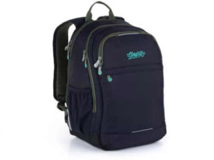 Tmavě modrý studentský batoh z nepromokavého materiálu