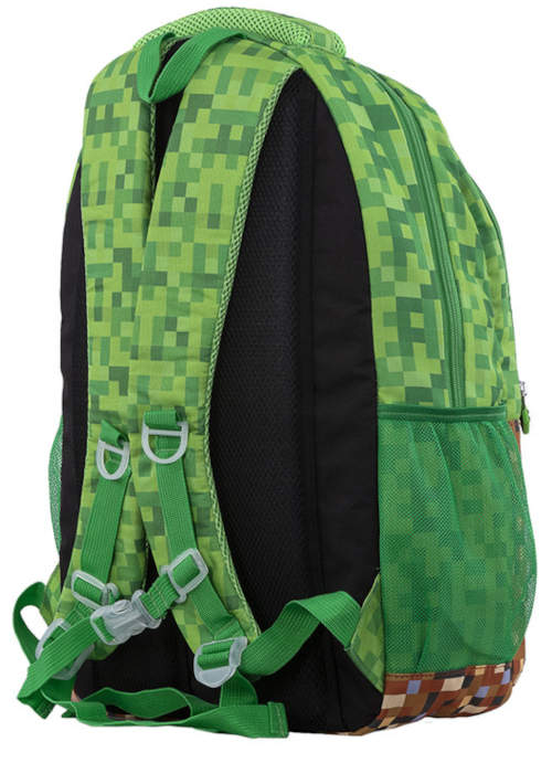 Zelený školní minecraft batoh s ergonomickými zády